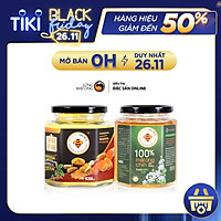 Combo Tinh bột nghệ nếp vàng 200g và mật ong rừng nguyên chất Honimore 360g - Giúp hỗ trợ cải thiện đau dạ dày, chăm sóc da, tăng cường sức đề kháng