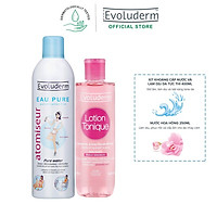 Bộ Xit khoáng Evoluderm Atomiseur Eau Pure 400ml và Nước hoa hồng Evoluderm cho da nhạy cảm 250ml