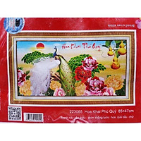 Tranh thêu chữ thập hoa khai phú quý 223065(85x47)