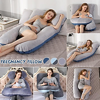 U-Shaped Woman Pregnancy Pillow Grey Oversized Comfortable Full Body Cushion Pillow for Pregnant Gift for Mother
