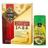 Combo Trà Nhân Sâm Hàn Quốc Nokchawon Korean Ginseng Tea (3g x 50 gói) + Bột Trà Xanh Ngu