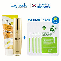 Bộ đôi nước hoa hồng giảm nám tàn nhang Hàn Quốc Lagivado NATIN CEUTIC TONER 120 ml và tẩy tế bào da chết Radiance Peeling 50 ml