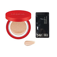 Phấn Nước Kiềm Nhờn Lâu Trôi Missha Velvet Cushion 15g tặng kèm mặt nạ su:m (su:m màu ngẫu nhiên)