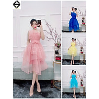 Đầm dự tiệc cúp xòe voan xốp xếp tầng phối hoa eo TRIPBLE T DRESS - MS17Y- Size M/L
