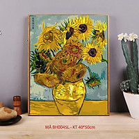 Tranh tô màu sơn dầu số hóa Mã BH0045L Hoa hướng dương Van Gogh Tranh lọ hoa trang trí treo tường làm quà tặng