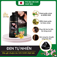 Dầu Gội Nhuộm Tóc Sin Hair Nhật Bản, 500ml Dầu Gội Nhuộm Tóc Nhân Sâm Giúp Phủ Bạc Đen, Nâu Tóc, 100% Thảo Dược Thiên Nhiên