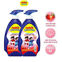 Combo 2 Chai Sữa Tắm Sạch Khuẩn Carrie Junior Bacbuster cho bé Hương Strawberry ( 700g/chai)