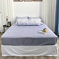Bộ ga chun Hàn Quốc K-Bedding by Everon MicroTencel Xám Phối Trắng KMTP112 (4 món)