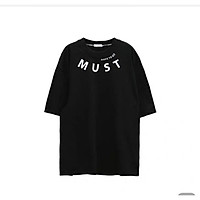 Áo thun Tay lỡ Nam Nữ Form Rộng In decal M.U.S.T màu đen Trùm Unisex màu đen vải cotton thích hợp đi chơi