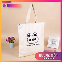 Túi Tote In Gấu Happy Time TT30 Xinh Xắn Siêu Cute
