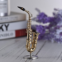 Mini Brass Alto Saxophone Sax Model Exquisite Desktop Musical Instrument Decoration Ornaments Musical Gift with Delicate