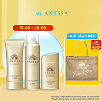Bộ sản phẩm Kem chống nắng Anessa bảo vệ hoàn hảo cho da mặt và toàn thân (Gold Milk 60ml + Gold Gel 90g + Gold Spray 60g)