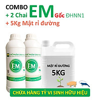Combo 2 lít Chế phẩm sinh học EM gốc và 5kg Mật Rỉ Đường đậm đặc. Men vi sinh chuẩn gốc của Đại học NN1 Hà Nội. Với hàng tỷ vi sinh vật có lợi