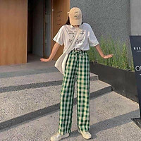 quần caro ống rộng siêu hot 2021