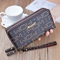 Ví Dài Nữ Cầm Tay Hoạ Tiết in Chữ 2 Khoá Kéo Thời Trang Sang Trọng NEW-0009 chất liệu da cao cấp