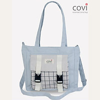 Túi đeo chéo nữ vải canvas phom vuông phối 2 khoen cài trước thời trang COVI nhiều màu sắc T12
