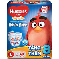 Tã Quần Huggies Dry Gói Cực Đại Angry Birds Phiên Bản Giới Hạn L68 (68 Miếng) - Tặng 8 Miếng