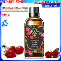 Tinh Dầu Xông Phòng HOA HỒNG TIDAMO 50ML - Tinh Dầu Hoa Hồng Cao Cấp Nhập Khẩu Tạo Hương Thơm Thư Giãn, Kích Thích Cảm Giác Lãng Mạn, Giải Tỏa Mệt Mõi
