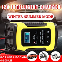 For Truck Car Motorcycle 12V 6A Automatic Intelligent Pulse Repair With LCD Lead AGM GEL WET Lead Acid Battery Charger 100-240V