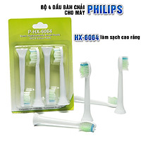 Bộ 4 đầu bàn chải đánh răng điện HX-6064 Trắng cho máy Philips Sonicare HX3, HX6, HX7, HX8, HX9, R, FlexCare +, FlexCare, HealthyWhite, HydroClean, EasyClean, DiamondClean
