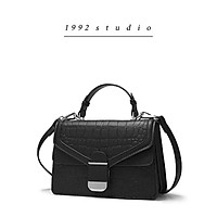 Túi xách nữ 1 9 9 2 s t u d i o/ MORIN BAG / màu đen có quai xách, 2 ngăn dây da đeo chéo