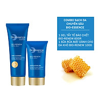 Combo làm sạch da chuyên sâu Bio Essence (Gel tẩy tế bào chết Bio-Renew tinh chất sữa ong chúa 60gr + Sữa rửa mặt dưỡng da Bio-Renew cho da khô 100g)