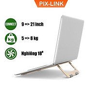 Đế Tản Nhiệt PIX-LINK X5 Chất Liệu Nhôm Nguyên Khối, Siêu Mỏng Nhẹ Dùng Cho Laptop, Macbook 13-15.6 inch Hàng Chính Hãng