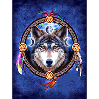 Bimkole 5D Diamond Painting Moon Wolf Dream Catcher Full Drill DIY Rhinestone Pasted with Diamond Set Arts Craft Decorations (12x16inch)