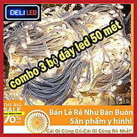COMBO 3 Bộ Dây Đèn Nháy 50Met Trang Trí ̂ ̂́ Đèn Nháy Bóng Led Kim Cương Chống Nước, Cuốn Cây