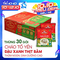Cháo Tổ Yến Đậu Xanh Thịt Bằm - Yến Đại Phát (30 gói x 50gram / Thùng), 4 gói gia vị, ăn liền, tiện lợi.