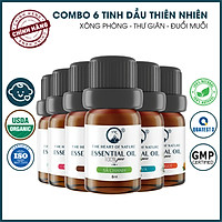COMBO 6 Tinh dầu thiên nhiên cao cấp PK 5ML - Hương Sả Chanh - Sả Java - Bạc Hà - Quế - Cam Ngọt - Bưởi Ngọt