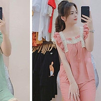 Bộ bầu mặc nhà chất đũi cho bầu mặc trong và sau sinh - Đồ bầu mặc nhà thiết kế - DB199