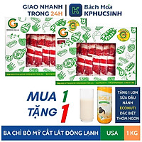 Combo 1kg Ba chỉ bò Mỹ cắt thẳng/ cuộn