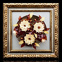 Panel with amber Flowers on glass. White