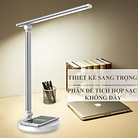 Đèn Bàn Học Đọc Sách Làm Việc LED Chống Cận Bảo Vệ Mắt – Cảm Ứng Tích Hợp Sạc Không Dây - Vùng Sáng 3000-6500K – 5 Cấp Độ Điều Chỉnh – Phiên Bản Nâng Cấp Cổng Type-C