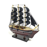Mô Hình Thuyền Gỗ Chở Hàng Le Belem - Thân 20cm - Buồm Đen