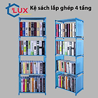 Kệ sách lắp ghép đa năng 4 tầng chắc chắn, bền đẹp, giá sách học sinh tiện dụng dễ dàng tháo lắp đựng đồ đa năng tiện lợi
