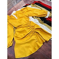 Váy Trơn Nữ Đầm Trơn Dự Tiệc Rút Dây Hông Tay Dài Dáng Suông Nhiều Màu Sang Chảnh