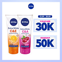 Combo Sữa Dưỡng Thể Dưỡng Trắng NIVEA EXTRA WHITE C & E VITAMIN -180ml - 84374 & Extra White C & A Vitamin - 180ml - 80372