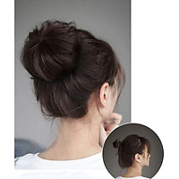 Tóc giả búi tỏi cao cấp, chất tóc tơ cao cấp mềm mịn, giống tóc thật 100%