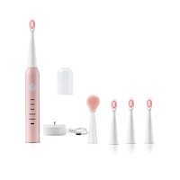 Bàn Chải Đánh Răng Điện Siêu Âm Sonic Có Thể Sạc Lại Ipx7 Usb Sạc Nhanh Với 4 Đầu Bàn Chải Thay Thế Cho Người Lớn