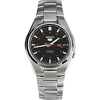 Seiko Men's 5' Japanese Automatic Stainless Steel Casual Watch, Color: Black dial (Model: SNK617)