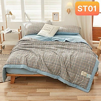 Bộ chăn ga gối Chần Bông Cotton TC Nhà Nhím Chăn ga gối đủ size giường nệm 1m2, 1m4, 1m6, 1m8, 2m