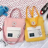 Túi tote in hình hoa cúc mang 2 kiểu