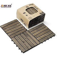 10 tấm ván sàn gỗ vỉ nhựa dùng để lắp đặt sàn ban công - Loại 6 nan - Gu màu đen - Hàng Chính Hãng