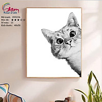 Tranh tự tô màu số hóa động vật Mèo xám DV0236