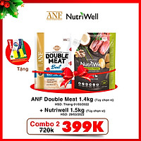 Combo hạt thức ăn cho chó Nutriwell 1.5kg + Double meat 1.4kg các vị