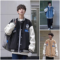 Áo Bomber Fom Nam Nữ Nỉ Phối Tay Họa Tiết Hoạt Hình Cậu Bé 3 Màu Siêu Hot - Dáng Rộng Fom Thụng Hot Trend 2021, Áo khoác cargigan Nỉ, Áo bomber Cardigan cài nút Cotton cao cấp trần bông dày mịn form Unisex nam nữ 45-65kg