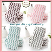 Khăn Mặt Hàn Quốc Mềm Mịn/Khăn Mặt Lông Cừu Xuất Hàn Vân Kẻ Sọc Thiết Kế Đẹp Mắt 35*50Cm