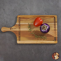 Thớt gỗ Teak Chef Studio cao cấp hình chữ nhật có rãnh và tay cầm, dùng cho cắt thái và trang trí